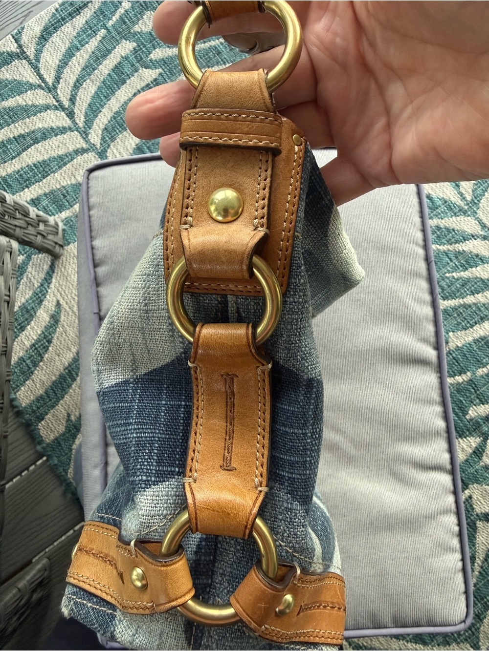 Coach Vintage 12197 Carly Blue Denim Signature “C” with Braided Leather Strap - Picture 3 of 16